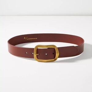 Anthropologie Brown LEATHER Belt with Gold Buckle